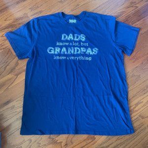 Grandpas Know Everything Graphic T-Shirt Mens 2XL Cotton Blend Navy Short Sleeve